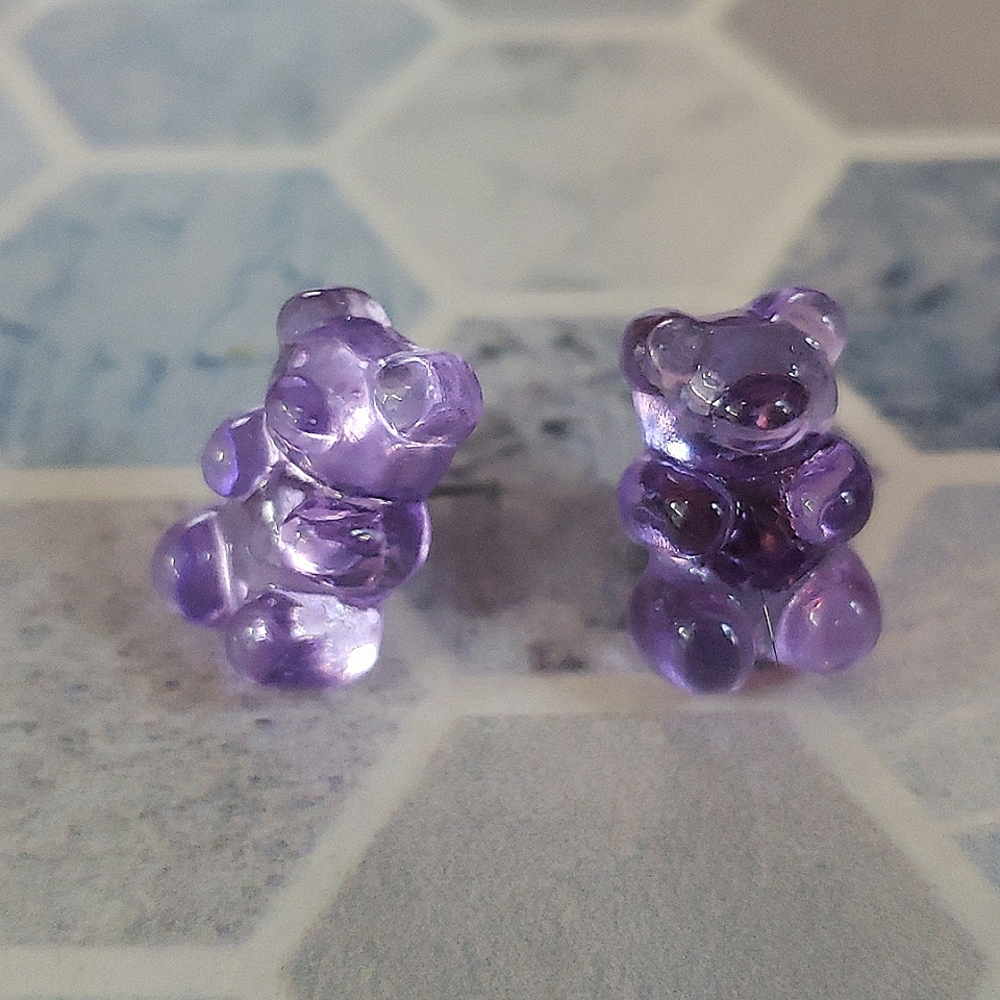 🌟3/$8 Trendy Purple Gummy Bear stud earrings